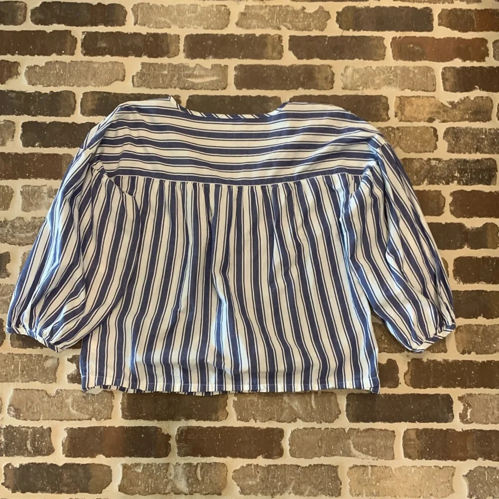 Blue and white striped Peasant top - Picture 4 of 6